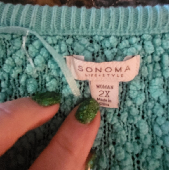Green Sonoma V-neck Sweater in Green, Size 2X - Picture 4 of 6